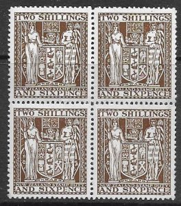 NZ 1931 2sh6p Postal-Fiscal. Block of 4. VF. MNH.