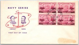 US FIRST DAY COVER FARRAGUT & PORTER NAVAL SERIES BLOCK OF (4) CACHET U59 1937