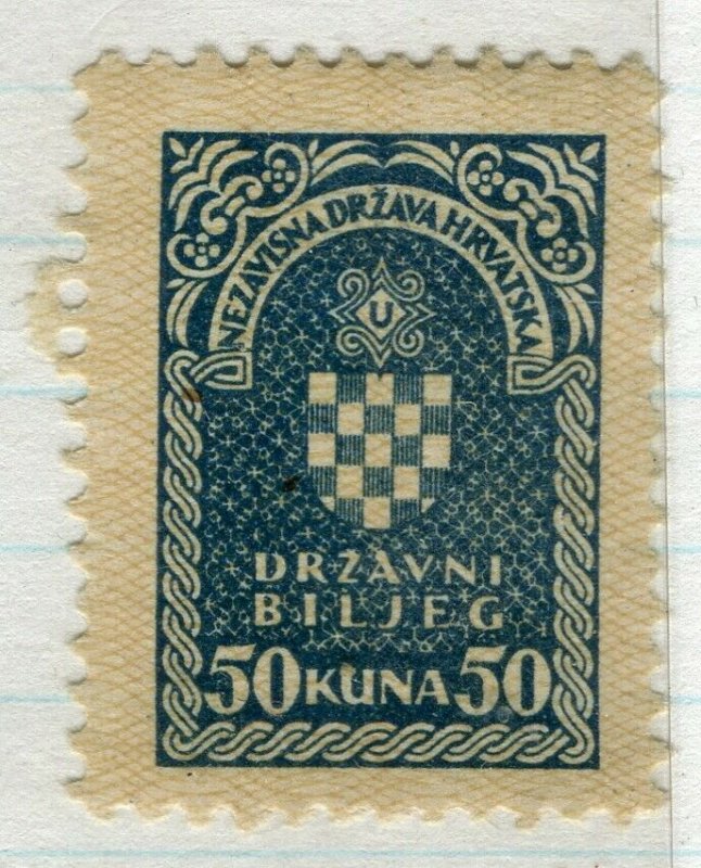 CROATIA; 1940s early classic Revenue/Fiscal issue fine mint 50k. value