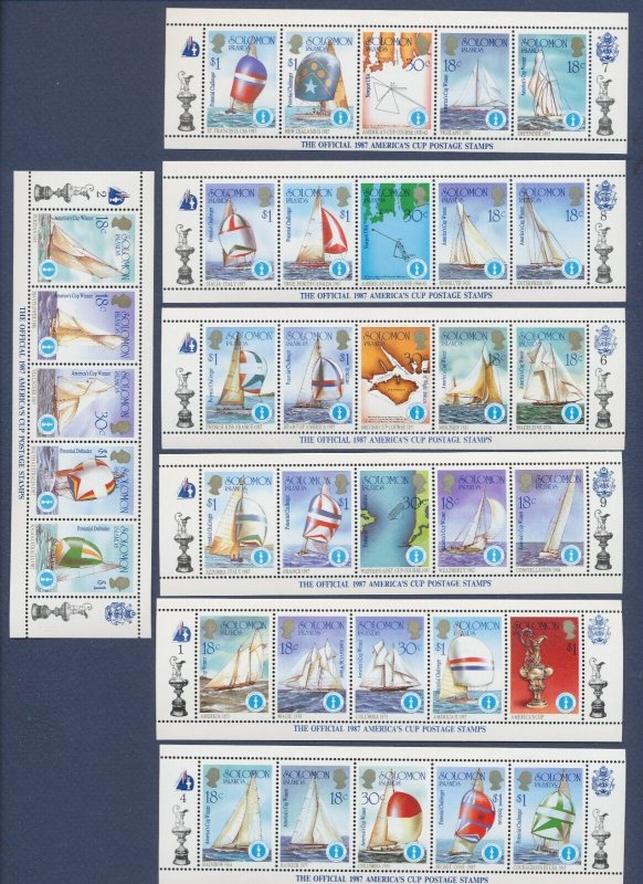 SOLOMON ISLANDS  - seven  MNH S/S - america's cup - sailing, sail boat - 1987