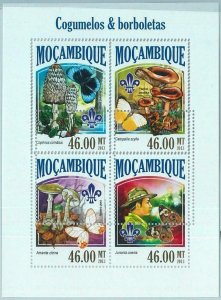 M1480 - MOZAMBIQUE,ERROR, 2013 MISSPERF SHEET: Mushrooms Butterflies, Boy Scouts