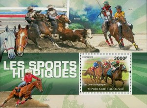 Equine Sports Stamp Horses Rodeo Polo Horse Racing S/S MNH #3638 / Bl.537