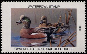 IOWA #42 2013 STATE DUCK  STAMP AMERICAN WIGEONS by Mike Brown