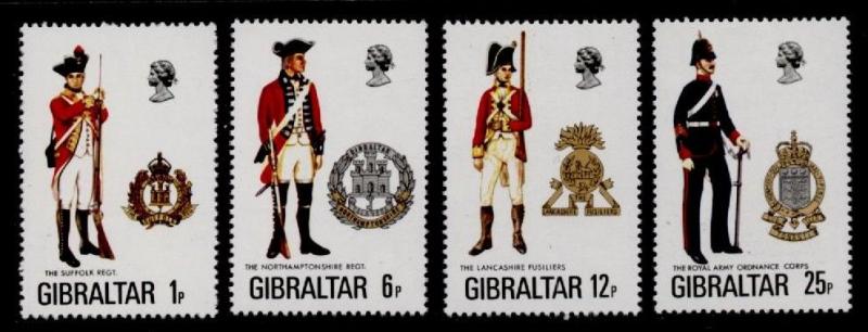 Gibraltar 330-3 MNH Military Uniforms, Crests