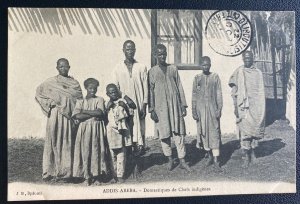 1910 Djibuti French Somali Coast RPPC Postcard cover Indian Chief Addis Abeba