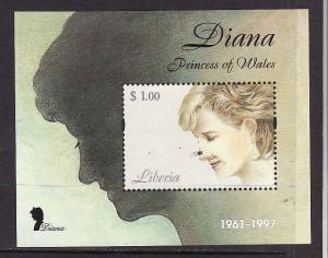 D2-Liberia-unused NH sheet-Royalty-Princess Diana in profile