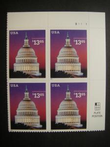 Scott 3648, $13.65 Capitol Dome, PB4 #B1111 UR, MNH Express Mail Beauty