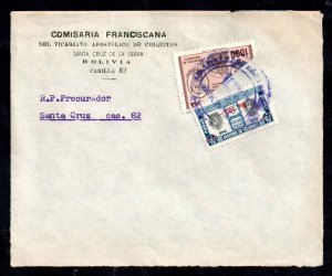 Bolivia 1957 1000b Bisect on cover (front only) to Make up Postage Rate WS20958