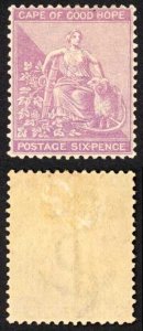 Cape of Good Hope SG52b 6d Bright Mauve wmk Anchor cat 17 pounds