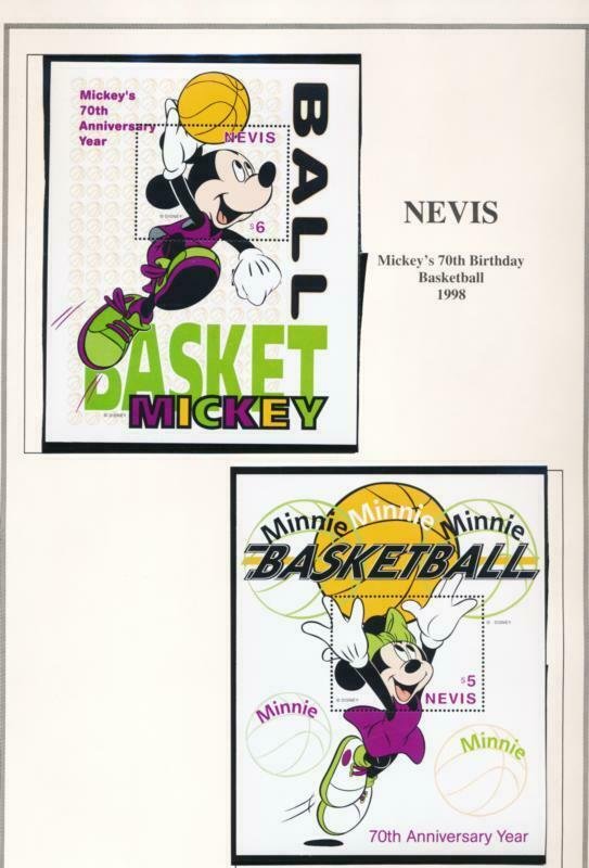 DISNEY NEVIS 1118-1123 MINT NH MICKEY'S 70TH BIRTHDAY