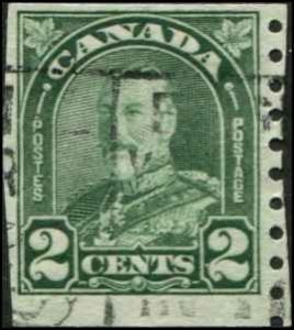 Canada, SC# 180 KGV COIL perf 8 -1/2 2c Used short perfs