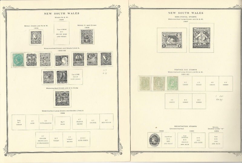 New South Wales Stamp Collection 1850-1906 on 9 Scott Specialty Pages