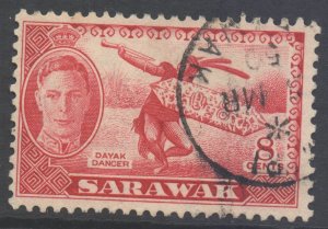 Sarawak Scott 185 - SG176, 1950 George VI 8c used