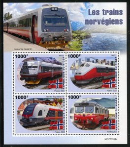 NIGER 2022 NORWEGIAN TRAINS   SHEET  MINT NH