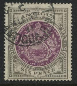 Antigua 1911 6d black & red violet used (JD) 