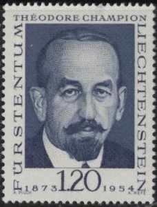 Liechtenstein 451 (mh) 1.20fr philatelists: Théodore Champion, dk blue (1969)
