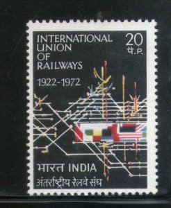 India 1972 International Union of Railway Locomotive Train MNH
