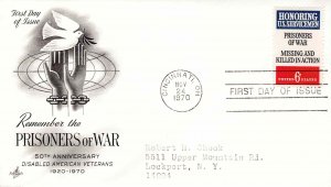 USA 1970 FDC Sc 1422 Artcraft Cachet Prisoners of War Cincinnati First Day Cover