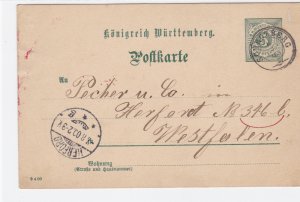 Germany Wurttemberg  Schrozberg 1900 postal stationary stamps card R21243
