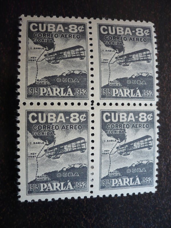 Stamps  - Cuba - Scott# C61-C62 - Mint Hinged Set of 2 Air Mail Stamps in Blocks