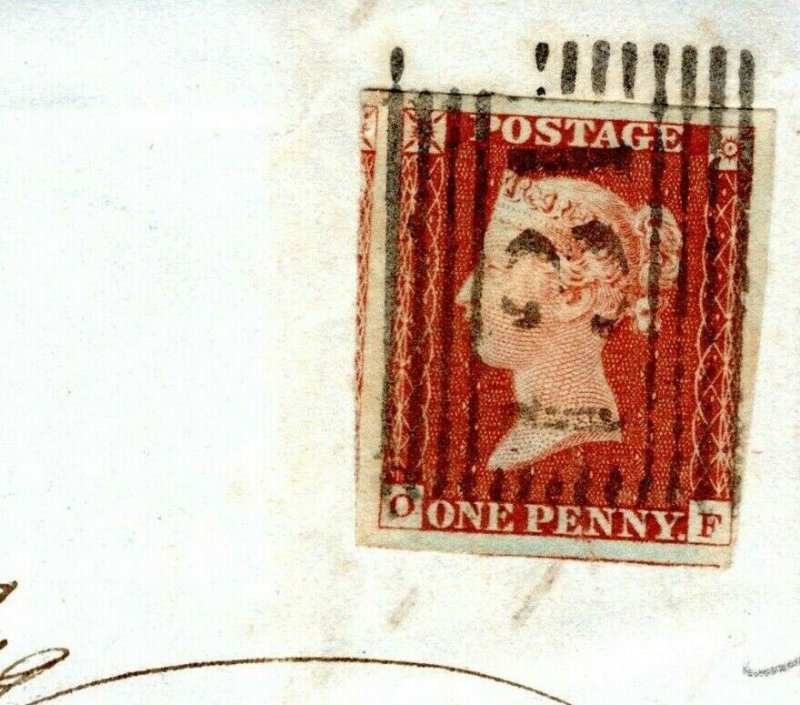 GB 1d Red Imperf Cover Plate 49 Base Doubled Scotland Edinburgh 1845 13a.8 