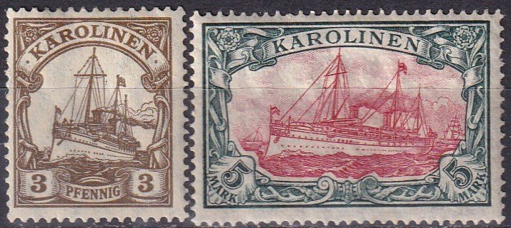 Caroline Islands #21, 23  F-VF Unused CV $35.90  (Z6824)