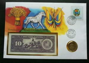 Venezuela Emblem 1997 Horse FDC (banknote coin cover) 3 in 1 *rare