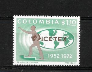 COLOMBIA 1972 ICETEX 1952-72 EMBLEM GLOBE MAP TECHNICAL STUDIES INSTITUTE MNH