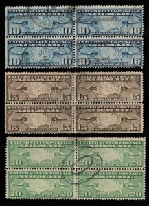 USA #C7 - C 9 F-VF, Blocks of 4, nice set!