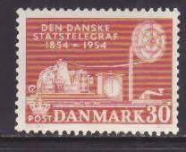 Denmark-Sc#352-unused NH set-the Telegraph-1954-