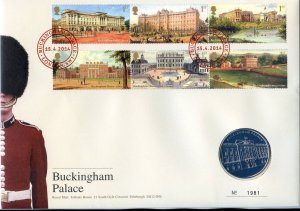 ROYAL MAIL BUCKINGHAM PALACE FDC PNC MEDAL COIN COVER 2014