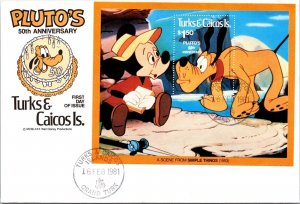 Turks & Caicos Isl FDC 1980 - Pluto's 50th Anniv - Grand Turk - Single - F65037