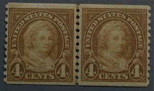 United States #601 4 Cent Martha Washington NH Line Pair FN-VF Gum Fine