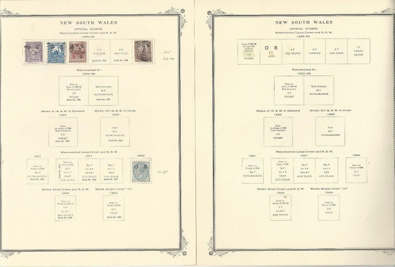 New South Wales Stamp Collection 1850-1906 on 9 Scott Specialty Pages