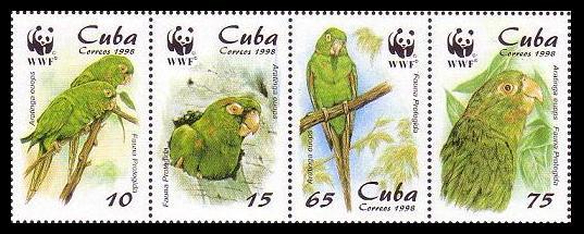 Birds WWF Parakeet Strip of 4v SG#4298-4301 MI#4156-4159 SC#3961-3964