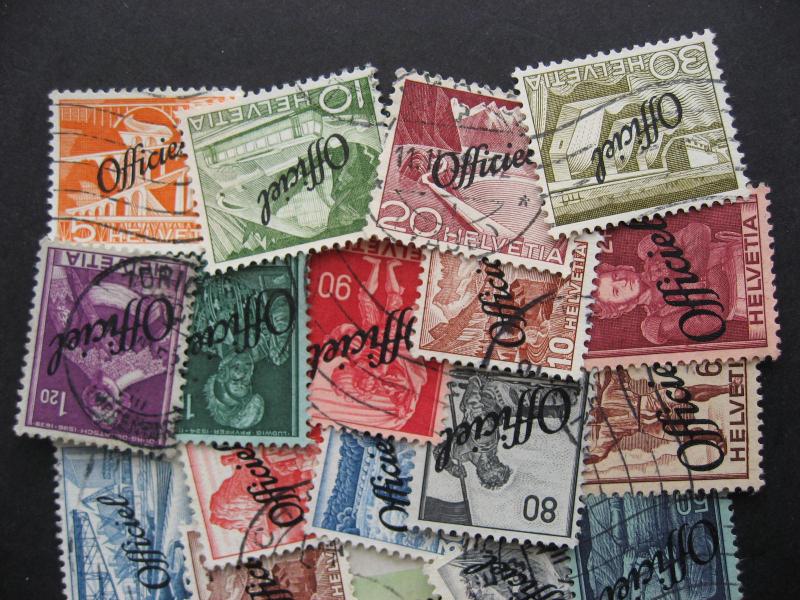 Switzerland 31 different M&U official stamps interesting group!