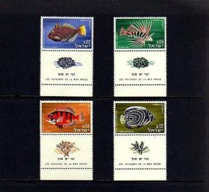 ISRAEL - 1963 - FISH - RED SEA - TRIGGER - ANGELFISH ++ MNH SET OF 4 W/ TABS!