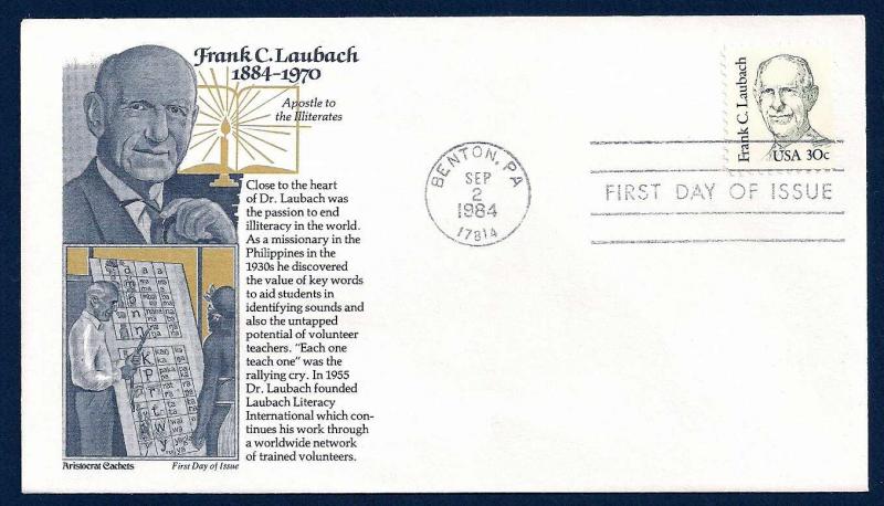 UNITED STATES FDC 30¢ Frank Laubach 1984 Aristocrat