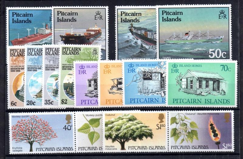 Pitcairn Islands QEII 1986-1987 4 x MNH sets SG292-307 WS7339