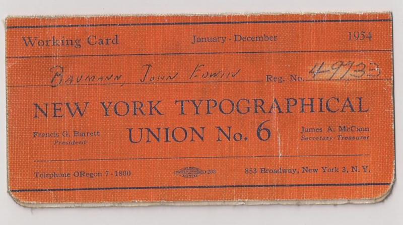 US: NYC Typographical Union due stamps Original 1954 booklet