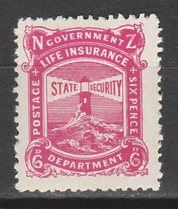 NEW ZEALAND 1913 LIGHTHOUSE LIFE INSURANCE 6D PERF 14 X 15 SINGLE WMK