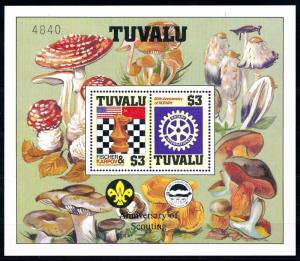 [66777] Tuvalu 1986 Scouting Chess Rotary Mushtrooms Souvenir Sheet MNH