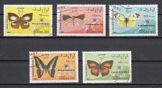 Sahara, 1991 issue. Philanippon Stamp Expo. Butterflies. Canceled. ^
