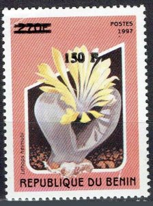 BENIN 2000 1295 150F 100€ LITHOPS HELMUTII CACTUS FLOWER OVERPRINT SURCHARGE MNH