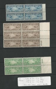 United States, Postage Stamp, #C7, C8, C9 Mint LH Blocks, 1926-27, JFZ