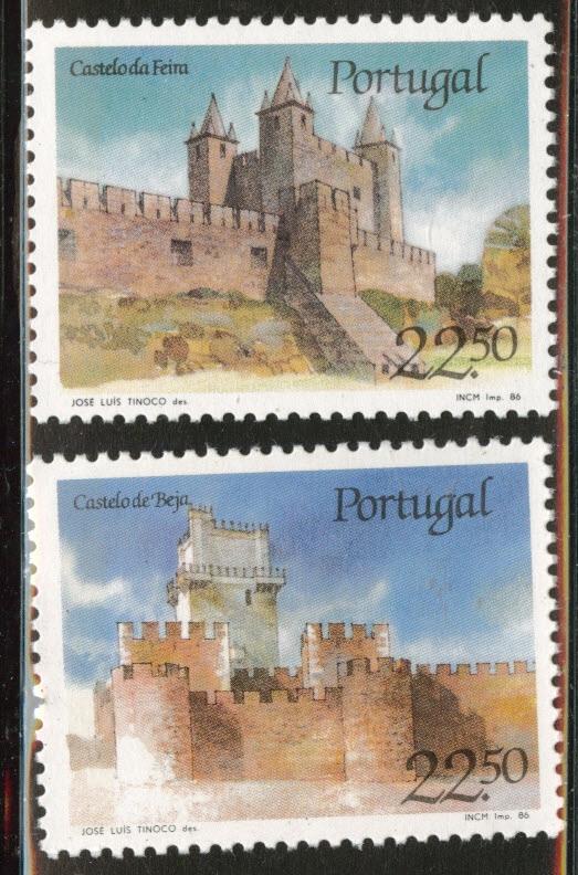 Portugal Scott 1663-4 Feira and Beja castles CV $1.70 1986