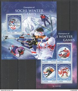 2016 Sierra Leone Sport Champions Of Sochi Olympic Games Kb+Bl ** Stamps St375