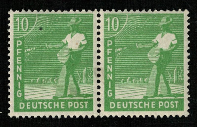 1947, Working Men, Deutsche Post, 10Pfg., Pair (T-9407)