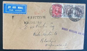 1934 Wankie Southern Rhodesia First Flight Airmail Cover FFC To Blantyre