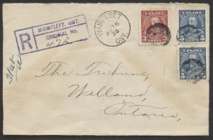 1936 Registered Cover Wainfleet (Lincoln) ONT to Welland RPO